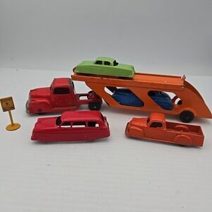 Tootsietoy Car Transport Trailer Truck  - Four Cars